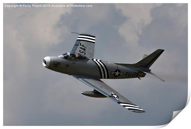  American F86A Sabre Jet in Flight Print by Philip Pound