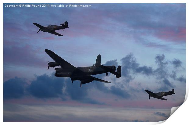  RAF Battle of Britain Memorial Flight Over South  Print by Philip Pound