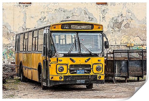  Old Yellow School Bus in Cuba Print by Philip Pound