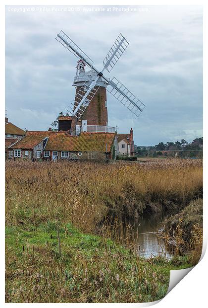  Windmill at Cley in Norfolk Print by Philip Pound