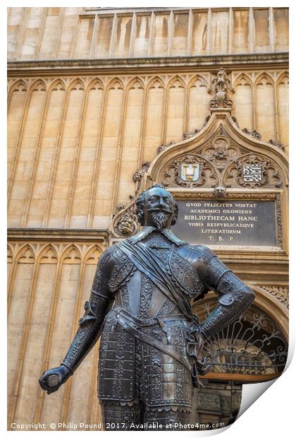 Oxford Bodleian Statue Print by Philip Pound