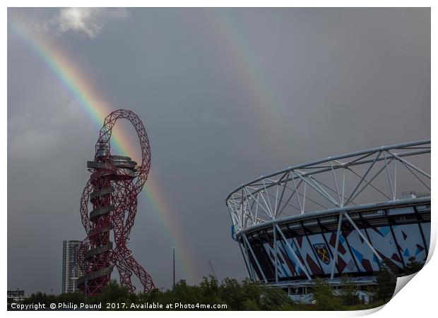 ArcelorMittal Sculpture & West Ham Football Stadiu Print by Philip Pound