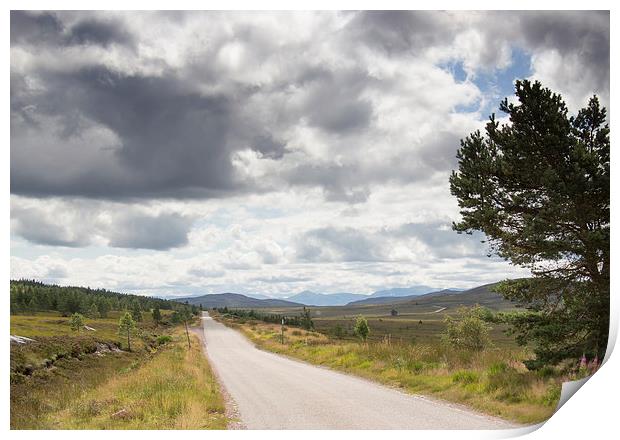  Clouds above remote Highland Road Print by Derek Corner