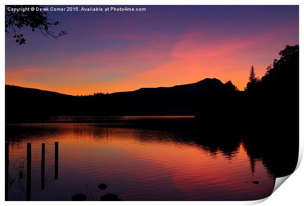  Sunset at Loch Ard Print by Derek Corner
