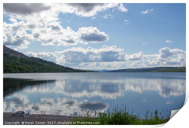Reflections in Loch Rannoch Print by Derek Corner