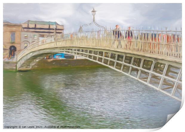 Ha'Penny Bridge Dublin an Impressionist View Print by Ian Lewis