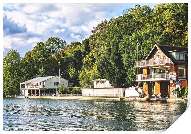 Boathouses on the Thames at Caversham Print by Ian Lewis