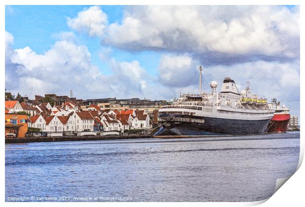Stavanger Quayside with Moored Ships Print by Ian Lewis