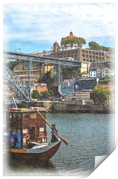 By The Douro River in Porto Print by Ian Lewis