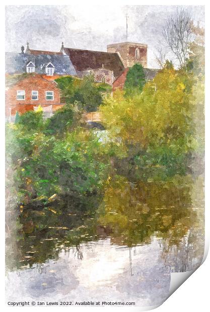 Kintbury From the Canal a Digital Painting Print by Ian Lewis