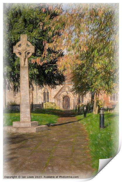 Tranquil Pathway to Medieval Church Print by Ian Lewis