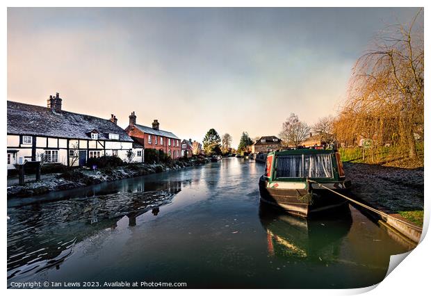 Winter at Hungerford Wharf Print by Ian Lewis
