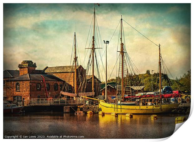 Tall masts at Gloucester Docks Print by Ian Lewis