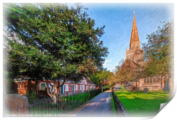 Abingdon Church and Almshouses digital art Print by Ian Lewis