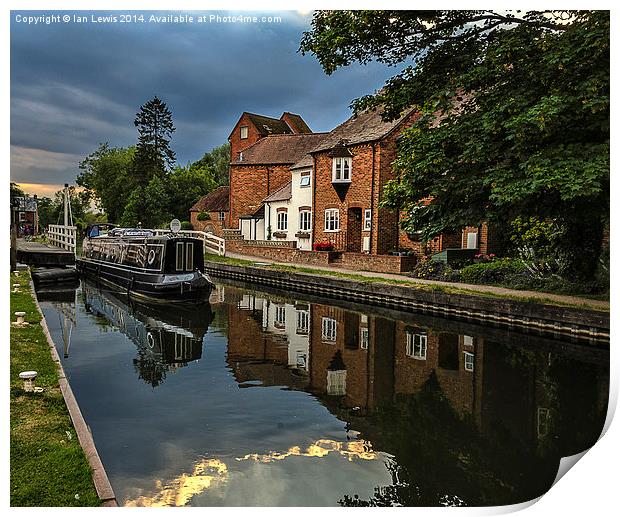 Reflections At West Mills Newbury Print by Ian Lewis