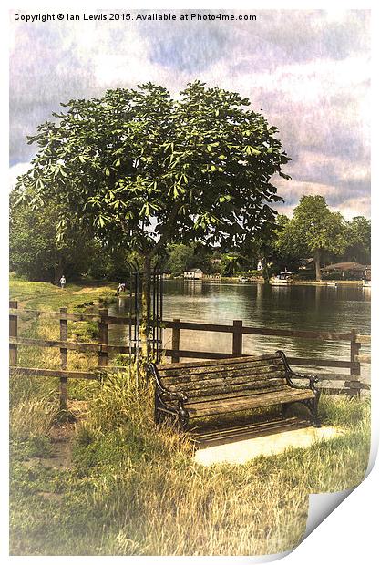  A Seat By The Thames Print by Ian Lewis