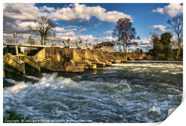 Day's Weir at Little Wittenham Print by Ian Lewis