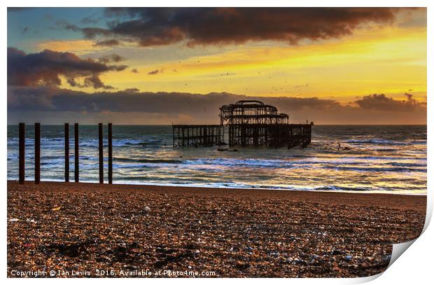 Sunset of the Pier Print by Ian Lewis