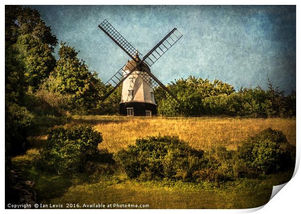 Cobstone Windmill Above Turville Print by Ian Lewis
