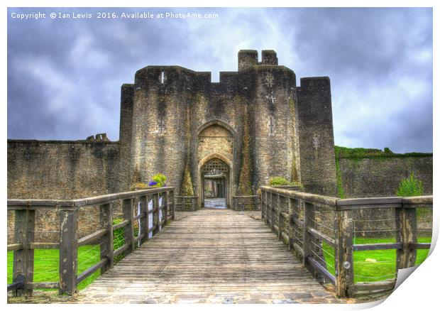 Caerphilly Castle Gatehouse Print by Ian Lewis