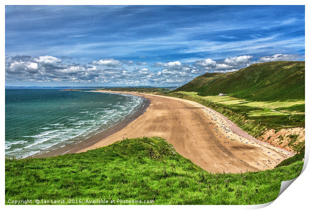 Rhossili Bay On The Gower Peninsula Print by Ian Lewis