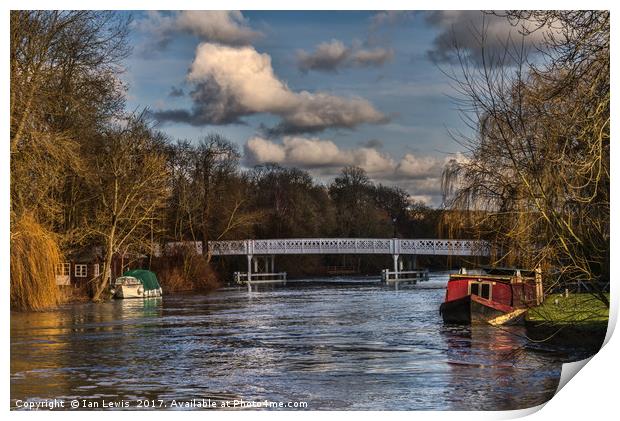 Below The Weir at Pangbourne Print by Ian Lewis