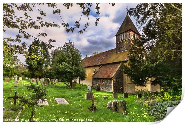 The Churchyard at St Laurence Tidmarsh Print by Ian Lewis