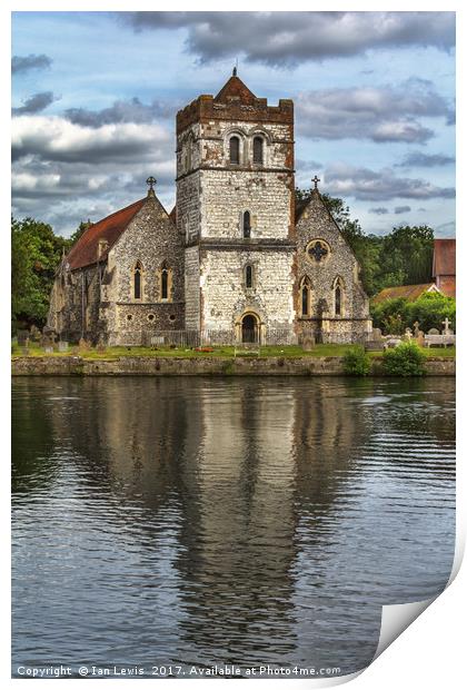 Bisham Church Reflected Print by Ian Lewis
