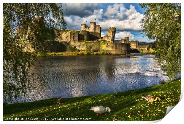 Late Afternoon At Caerphilly Castle Print by Ian Lewis