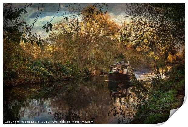 Narrowboat On The Kennet And Avon Print by Ian Lewis