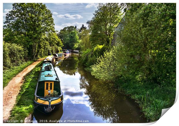 Boats On The Oxford Canal Print by Ian Lewis