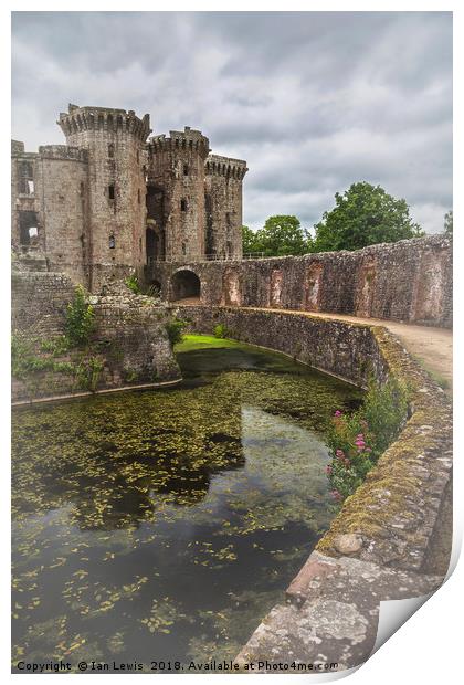 Pathway By The Castle Moat Print by Ian Lewis