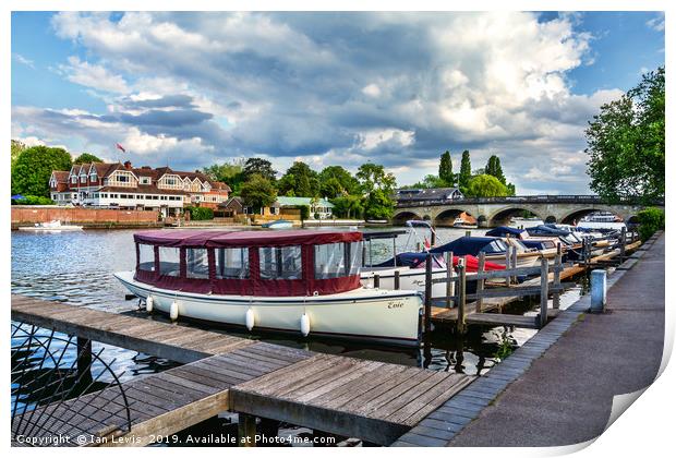Moorings at Henley on Thames Print by Ian Lewis