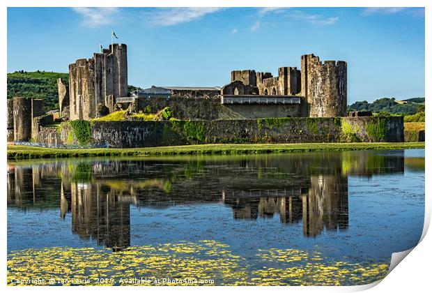 The Towers Of Caerphilly Castle Print by Ian Lewis
