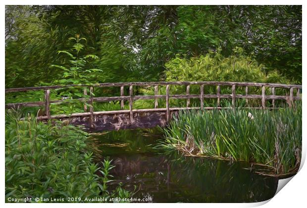 River Footbridge Impressionist Style Print by Ian Lewis
