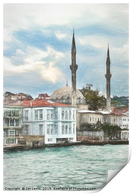 Bosporus Shoreline At Istanbul Print by Ian Lewis