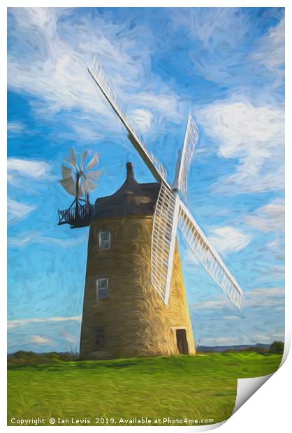 Great Haseley Windmill Impressionist Style Print by Ian Lewis