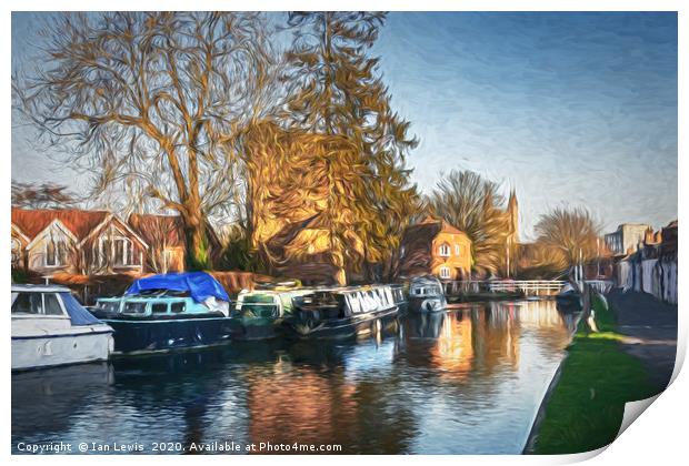 The Canal At Newbury Print by Ian Lewis