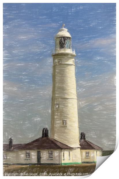Nash Point Lighthouse Digital Art Print by Ian Lewis