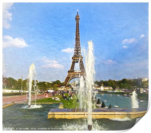 The Eiffel Tower and Fountains Print by Ian Lewis