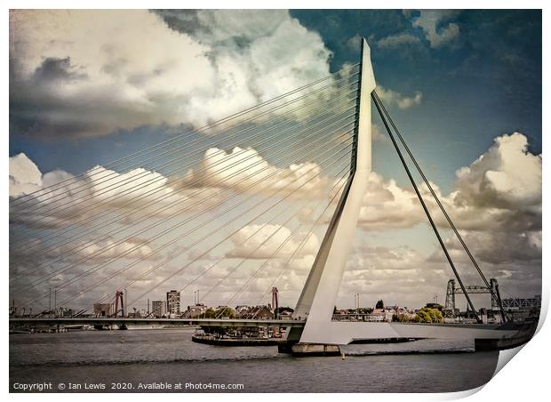 The Erasmusbrug Rotterdam Print by Ian Lewis