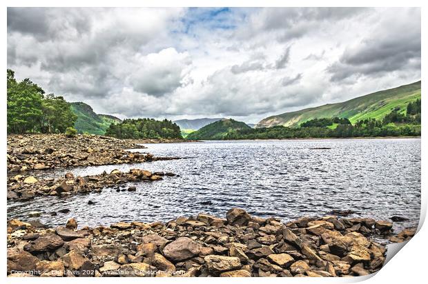 Rocky Shore At Thirlmere Print by Ian Lewis