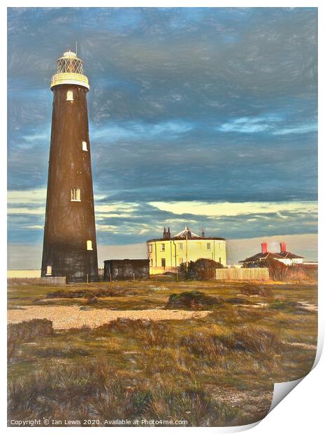The Old Dungeness Lighthouse as Digital Art Print by Ian Lewis