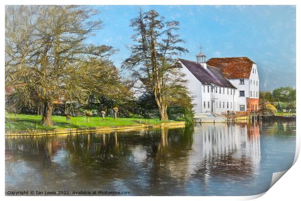 Hambleden Mill by the Thames Print by Ian Lewis