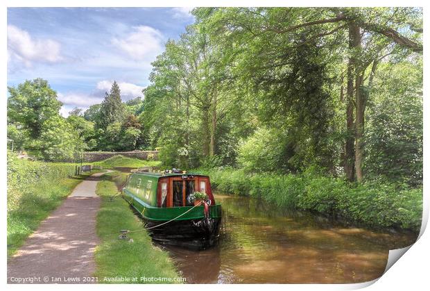 Narrowboat On The Brecon Canal Print by Ian Lewis