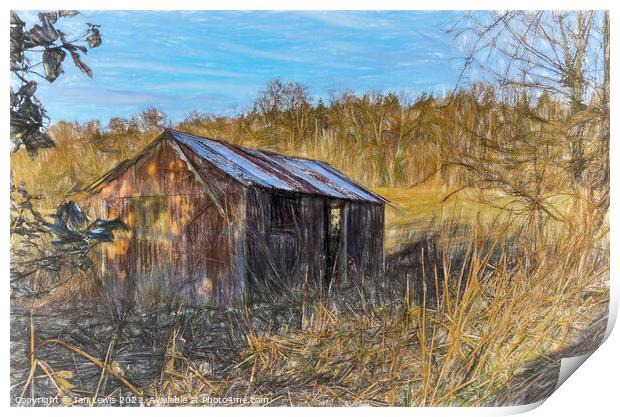 Derelict Farm Store Print by Ian Lewis