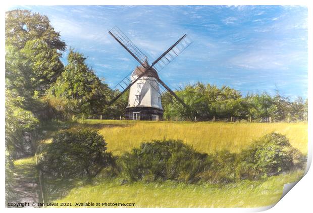 Cobstone Windmill Print by Ian Lewis