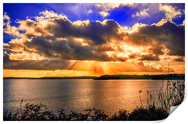 golden rays over falmouth bay  Print by keith sutton