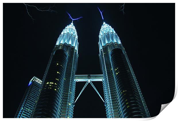 Petronas Towers Lightning Print by Paul Fisher