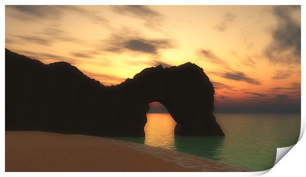 Durdle door sunrise Print by Paul Fisher